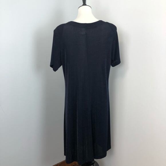 Hanes Collection Vintage Stretch Asymmetrical Neck Midi Shirt Dress Large Casual - Picture 3 of 7